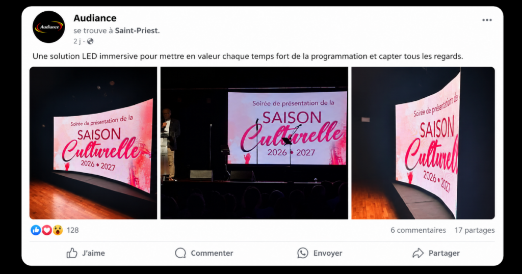Écran LED courbé Audiance lors de la présentation de la saison culturelle 2026-2027